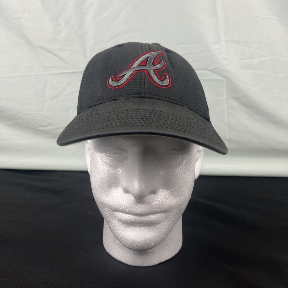 Fan Favorite '47 Atlanta Braves Hat OSFA Dad Cap MLB Black Faded DISTRESSED